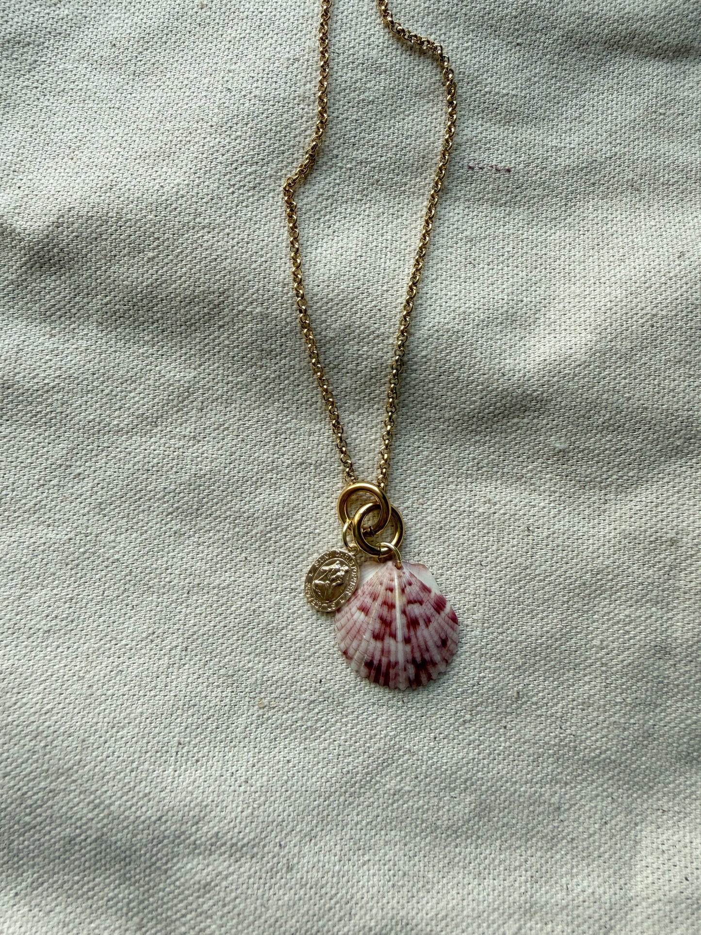 Gold St. Christopher Shell Charm Necklace