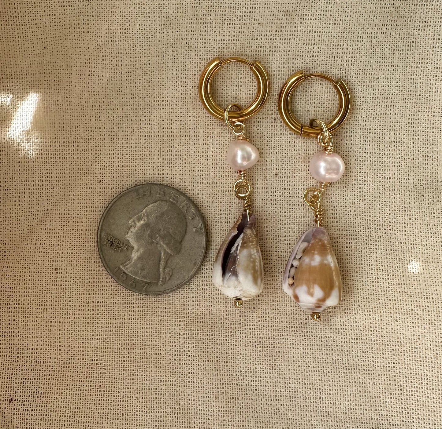 Gold Hawaiian Cone Shell Hoops #3
