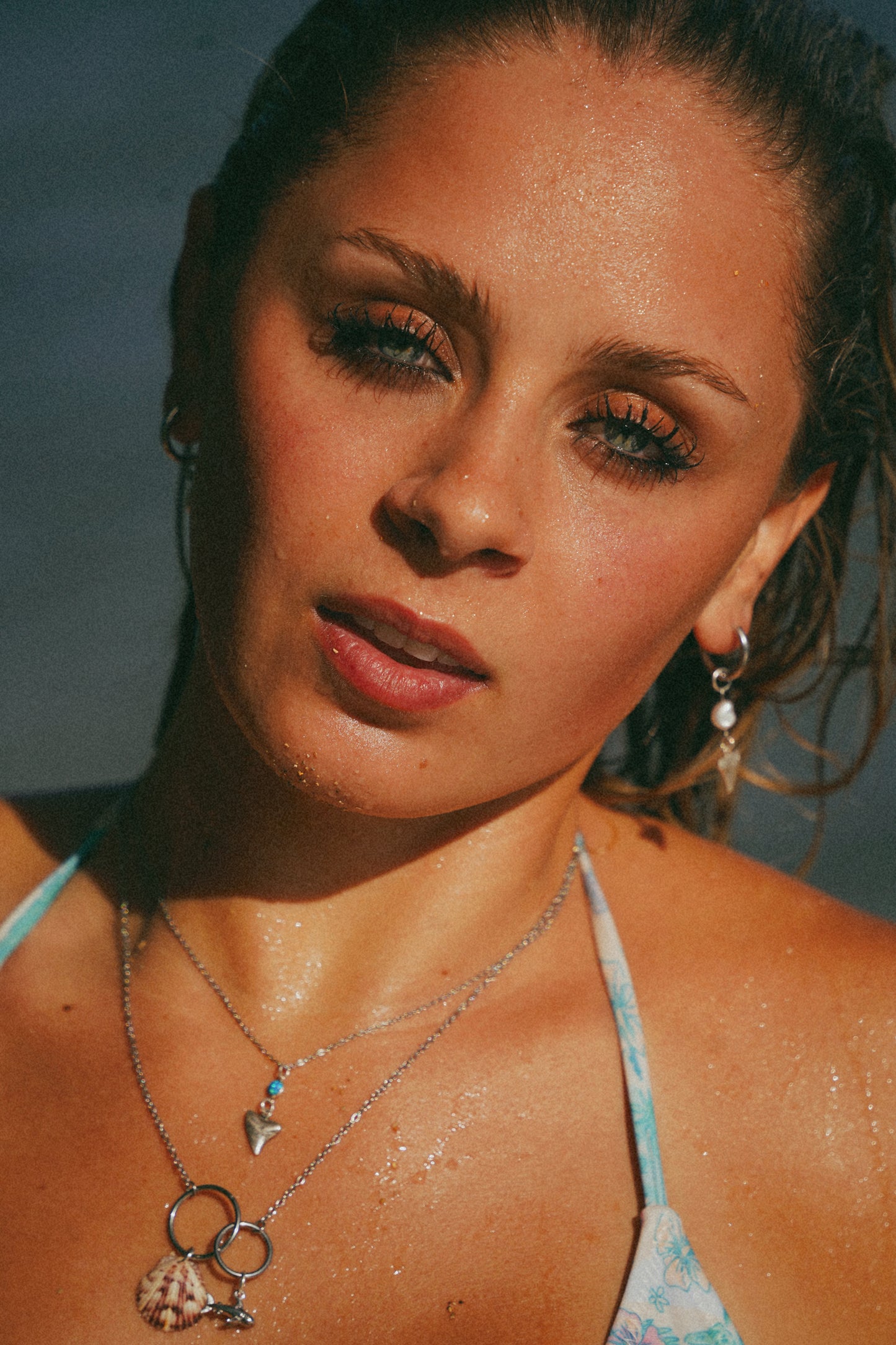 Silver Lemon Shark Blue Opal Necklace