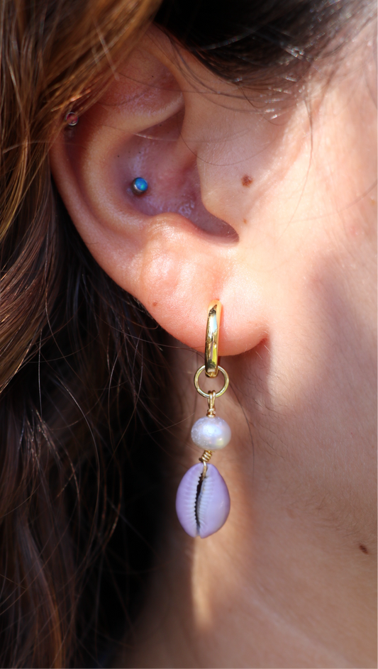 Mini Gold Lavender Kaimana Hoops