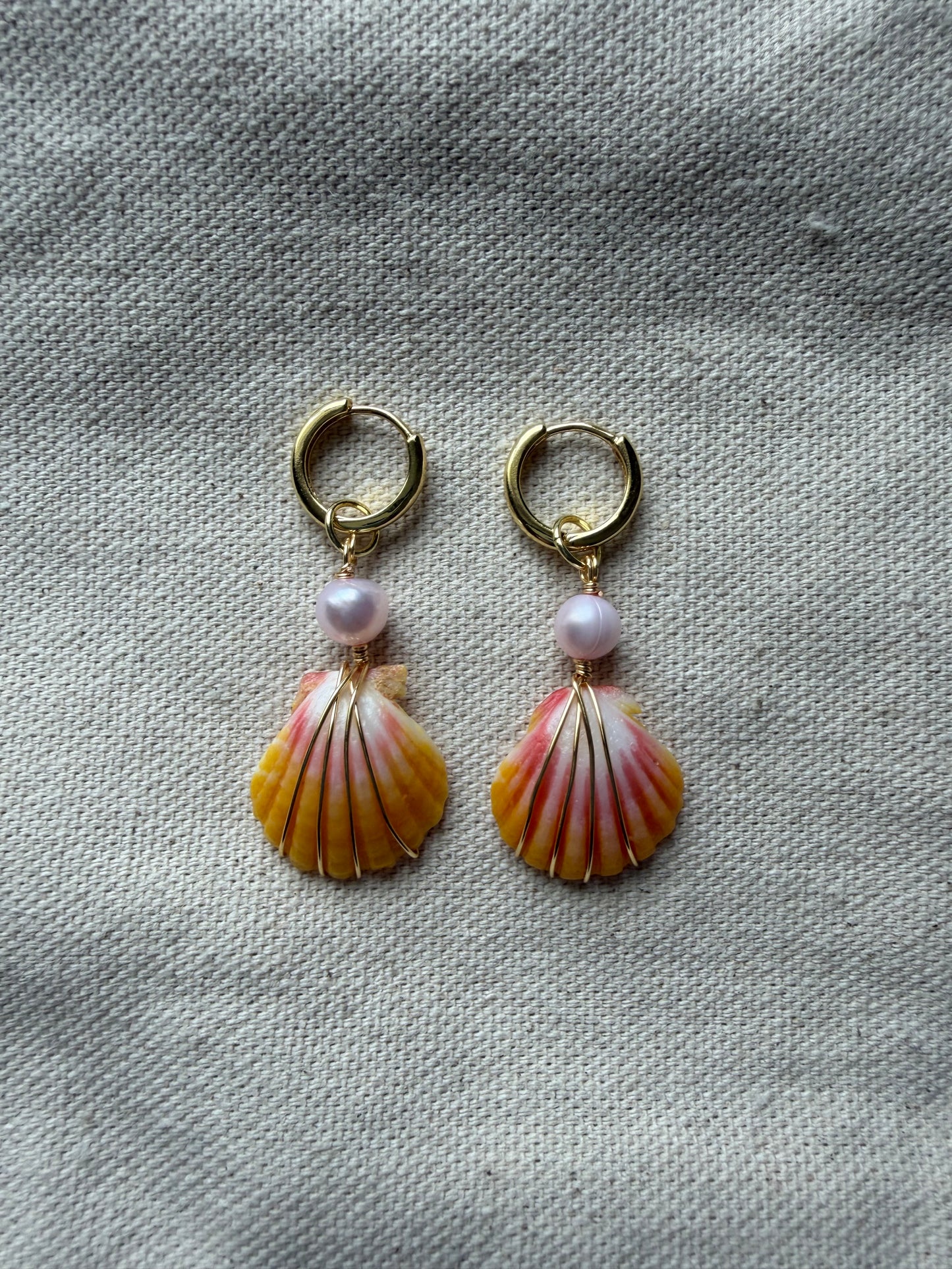 Gold Sunrise Shell Mini Hoops