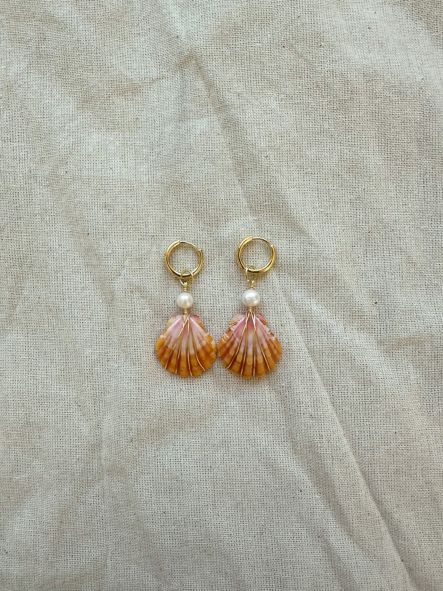 Sunrise Shell Gold Mini Hoops #1