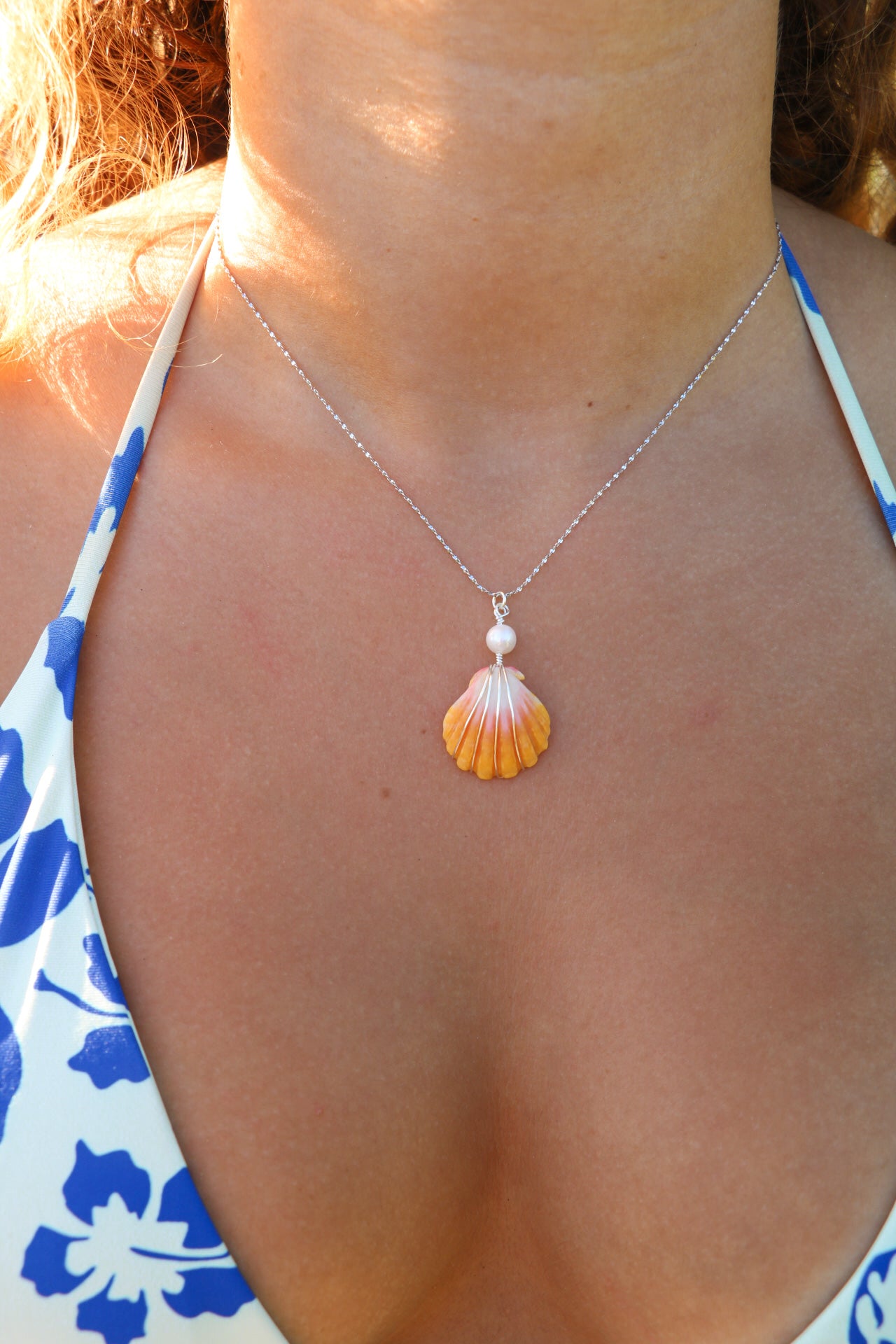 Silver Sunrise Shell Necklace
