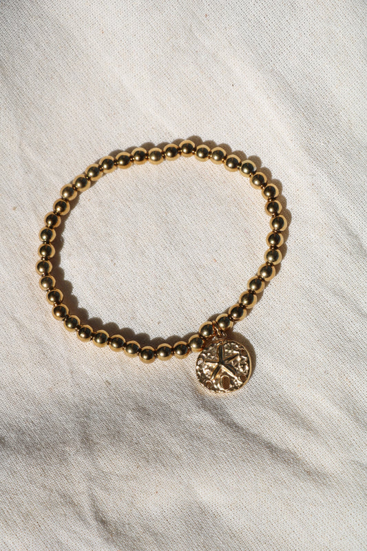 Gold Sand Dollar Beaded Bracelet