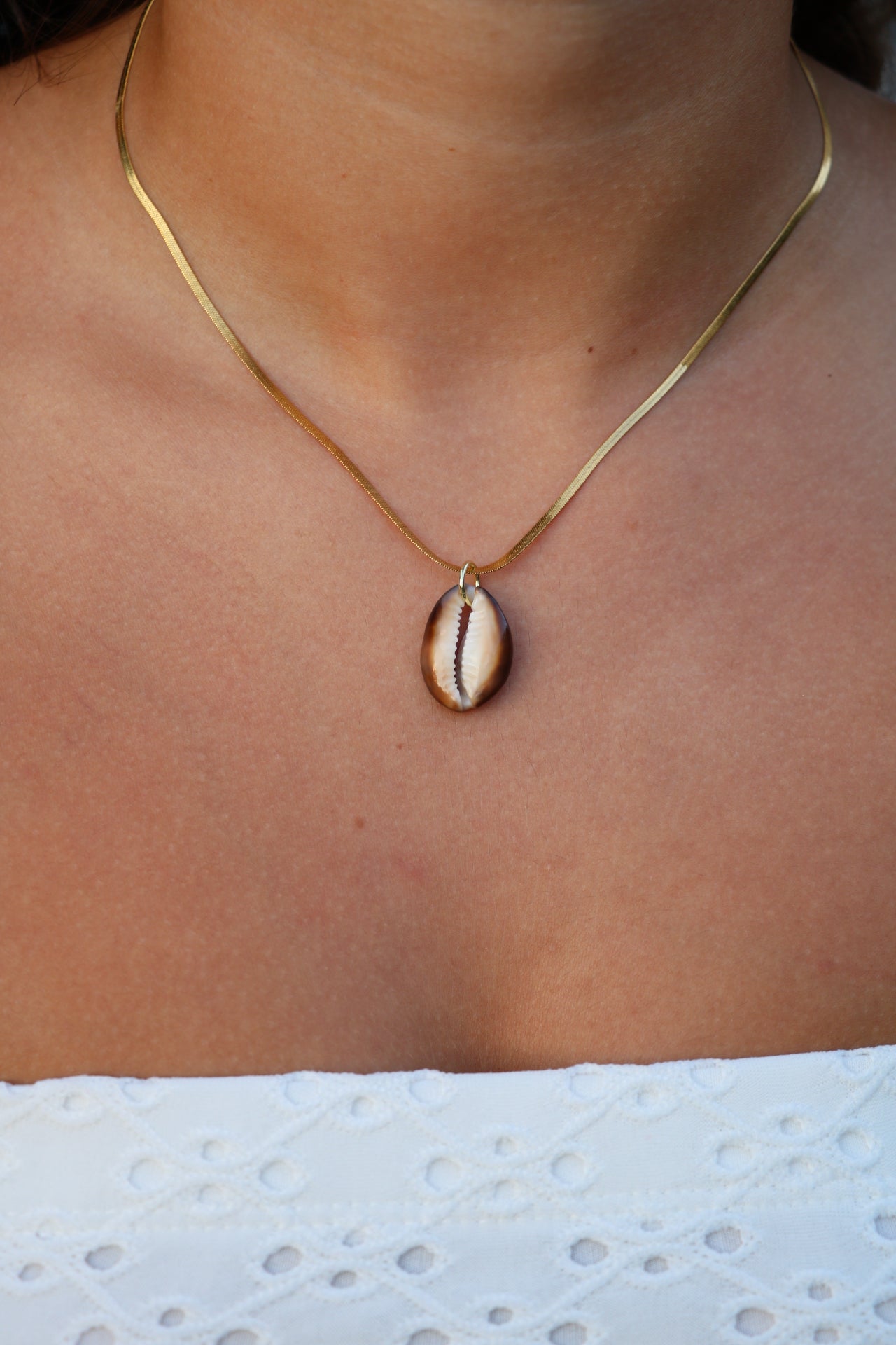 The Kuhio Brown Cowrie Gold Necklace