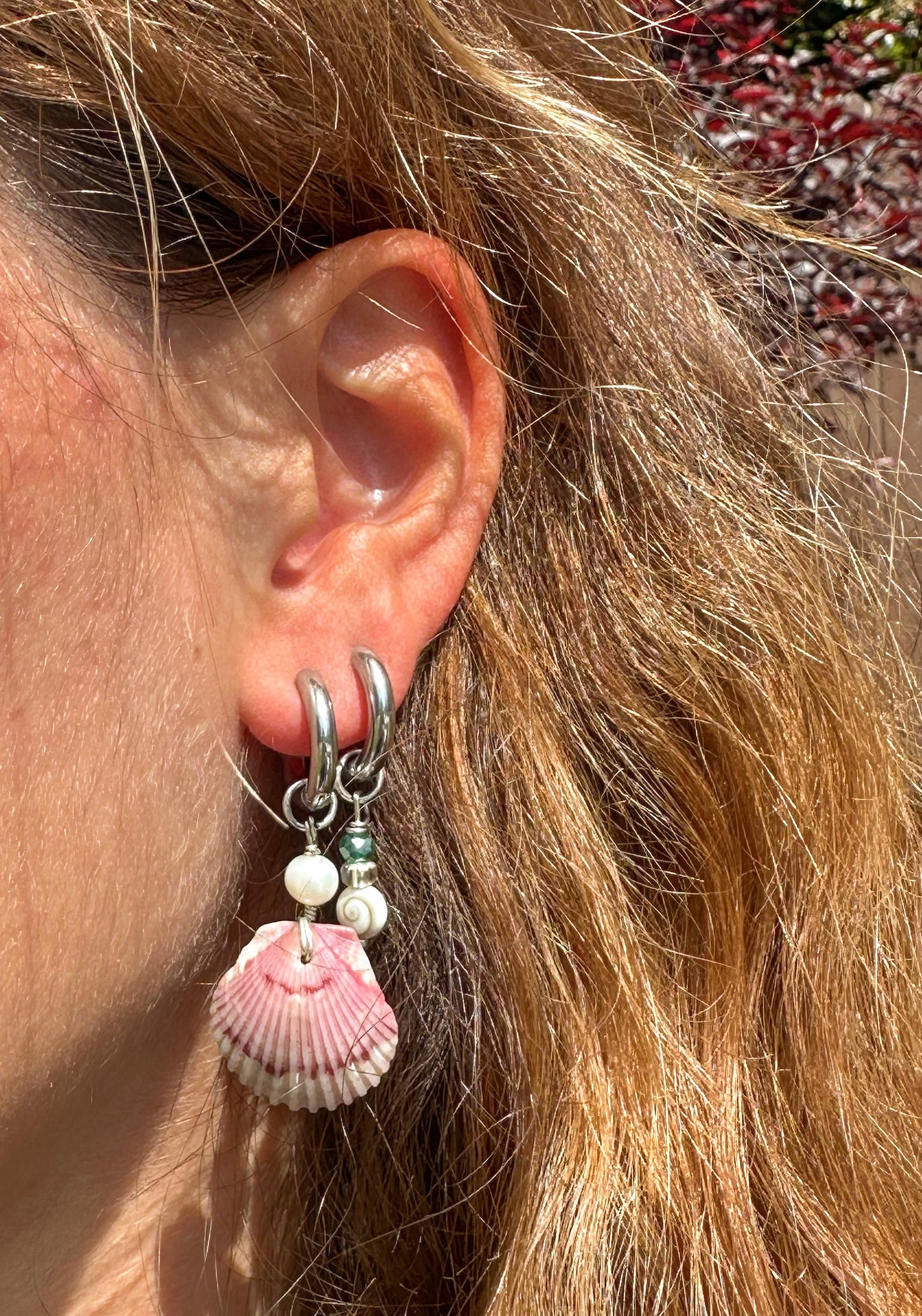 The Silver Grandview Calico Shell Hoops