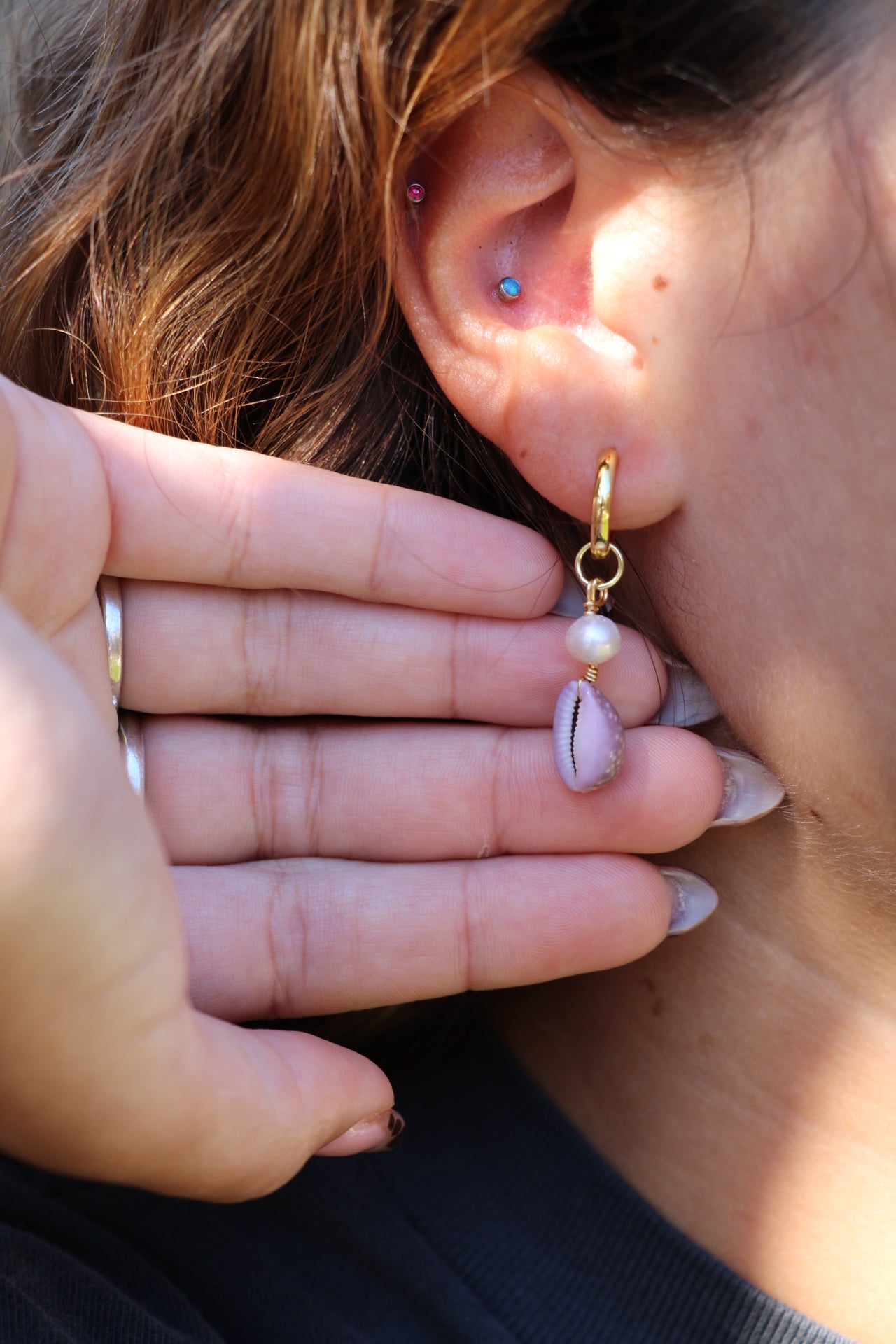 Mini Gold Lavender Kaimana Hoops