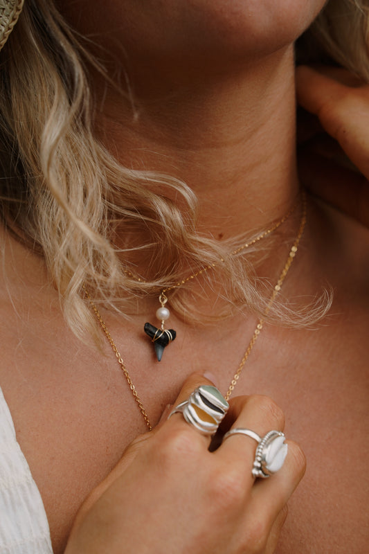 The Halona Shark Tooth Gold Necklace