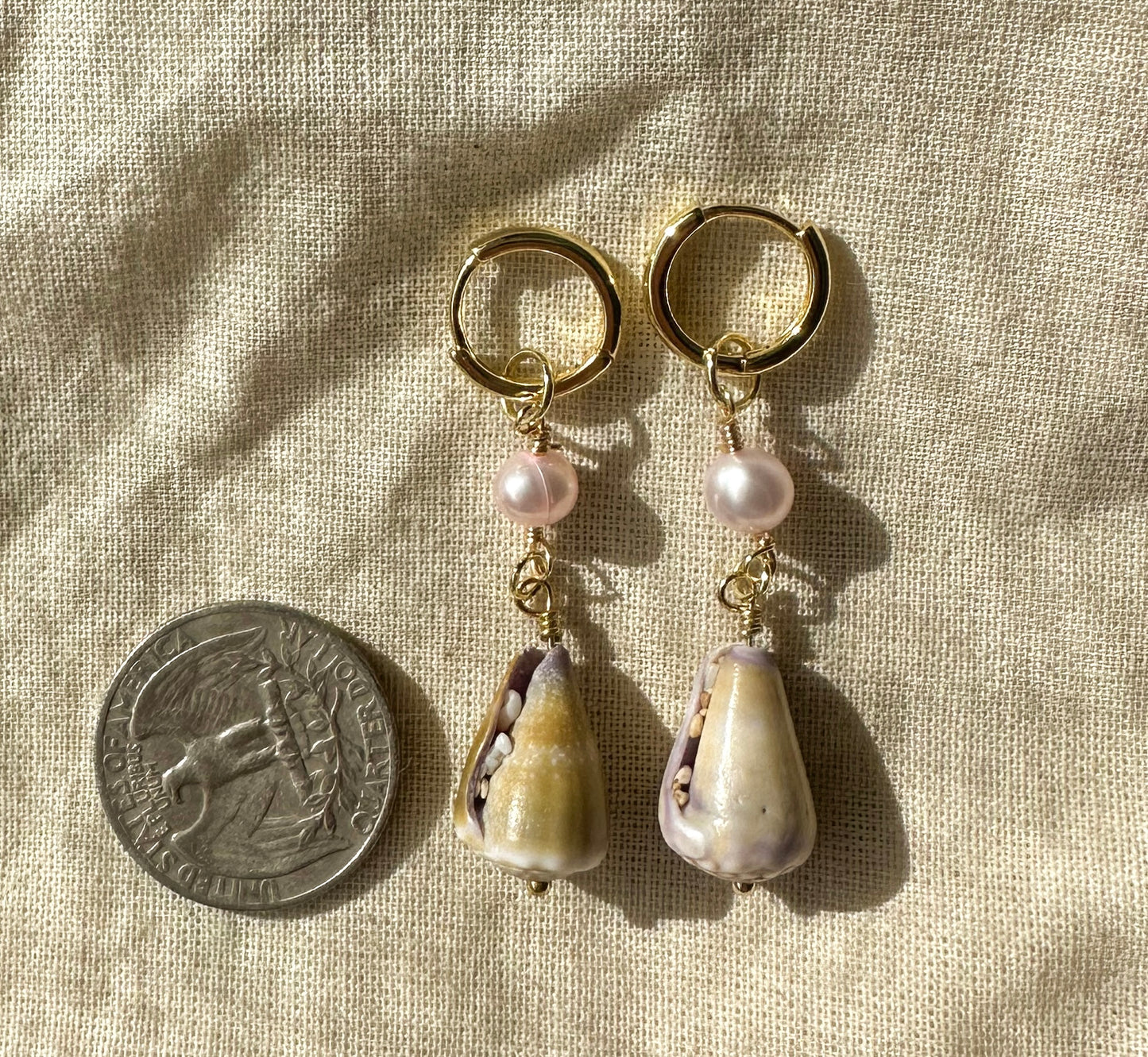 Gold Hawaiian Cone Shell Mini Hoops #1