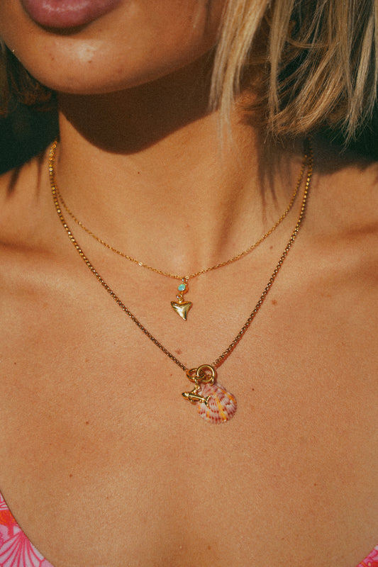 Gold Lemon Shark Blue Opal Necklace