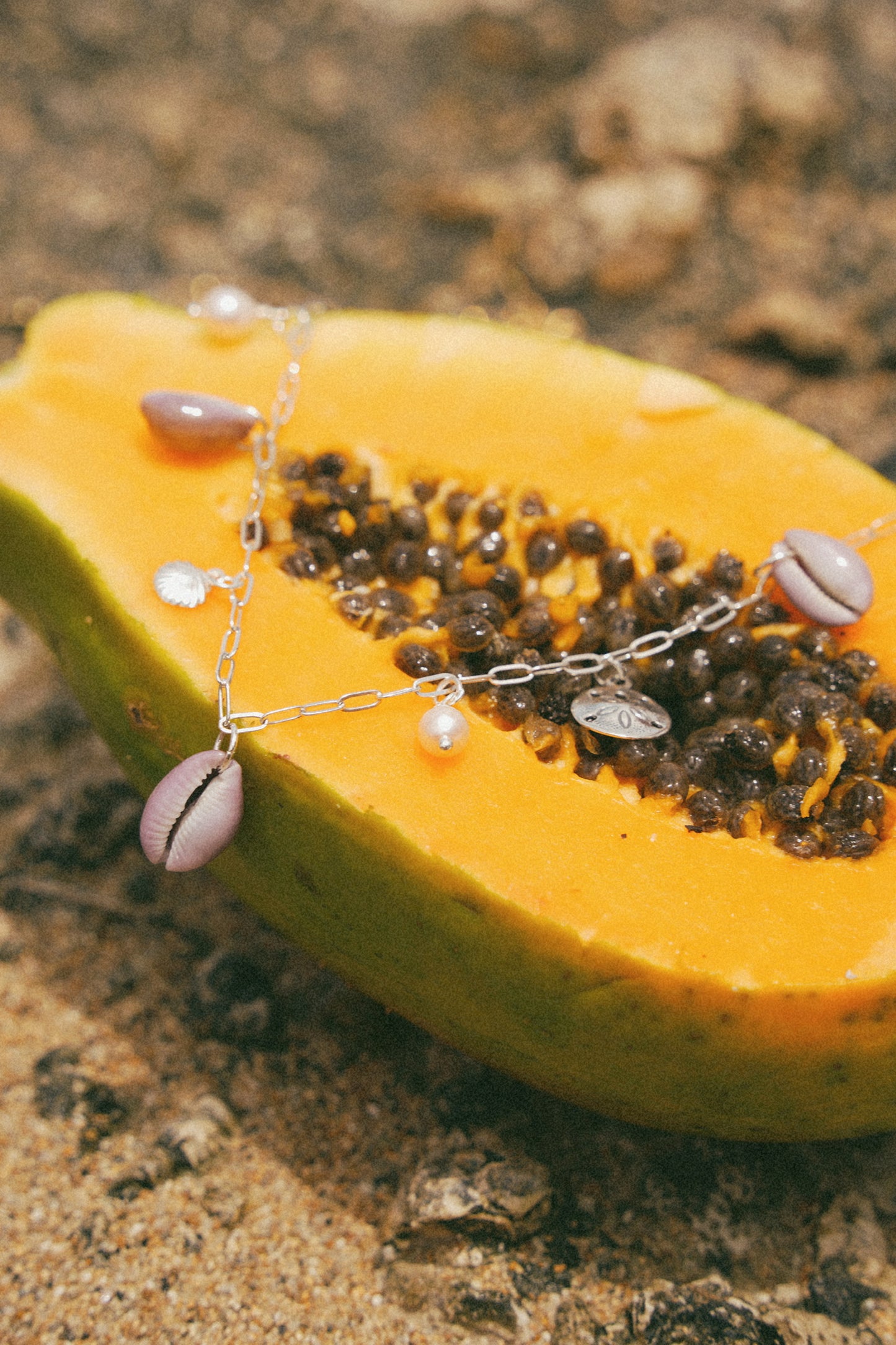 The Haleiwa Lavender Cowrie Silver Charm Necklace