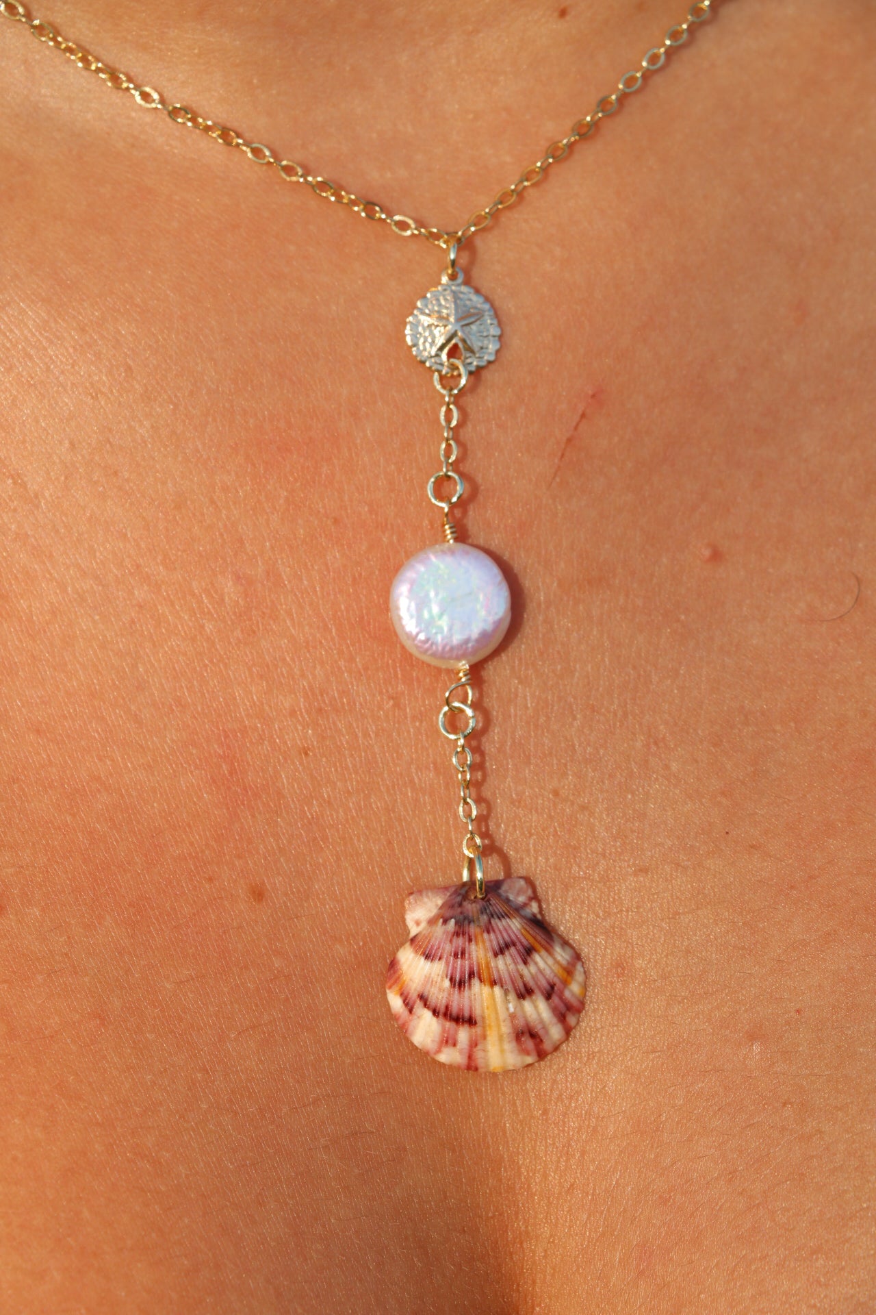 The Laie Gold Calico Shell Droplet Necklace #2