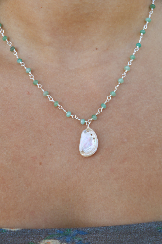 Silver Mini Abalone Beaded Necklace