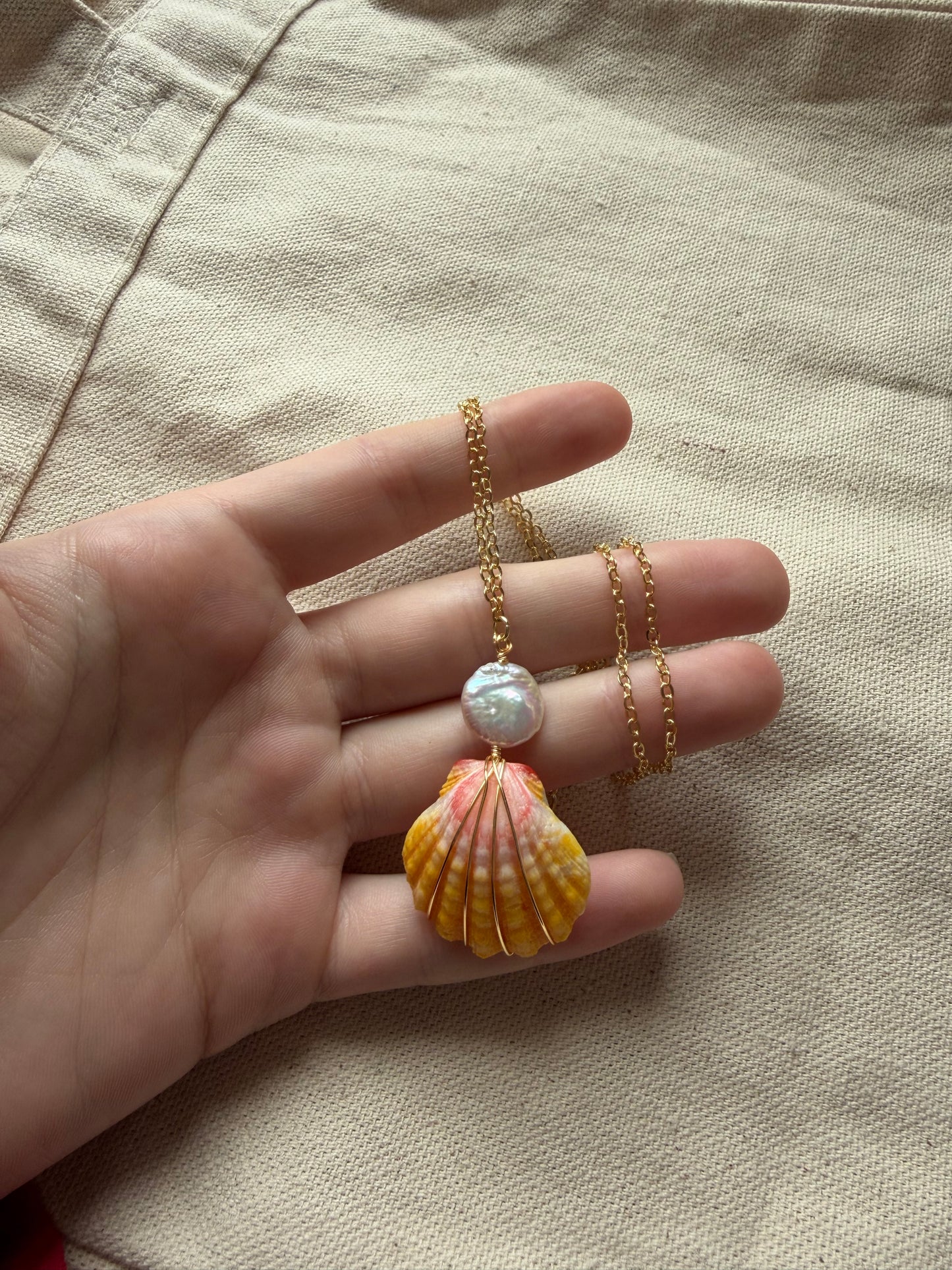 Gold Sunrise Shell Necklace