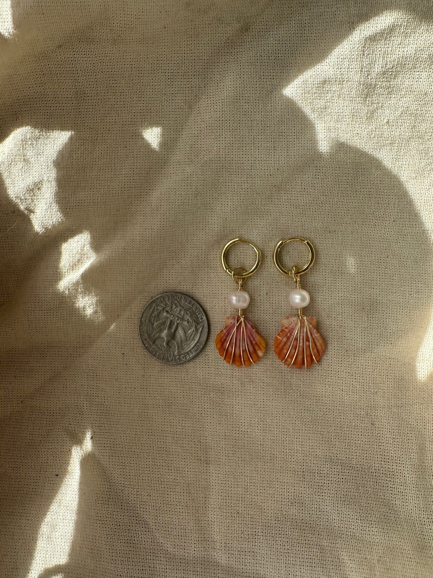 Gold Sunrise Shell Mini Hoops