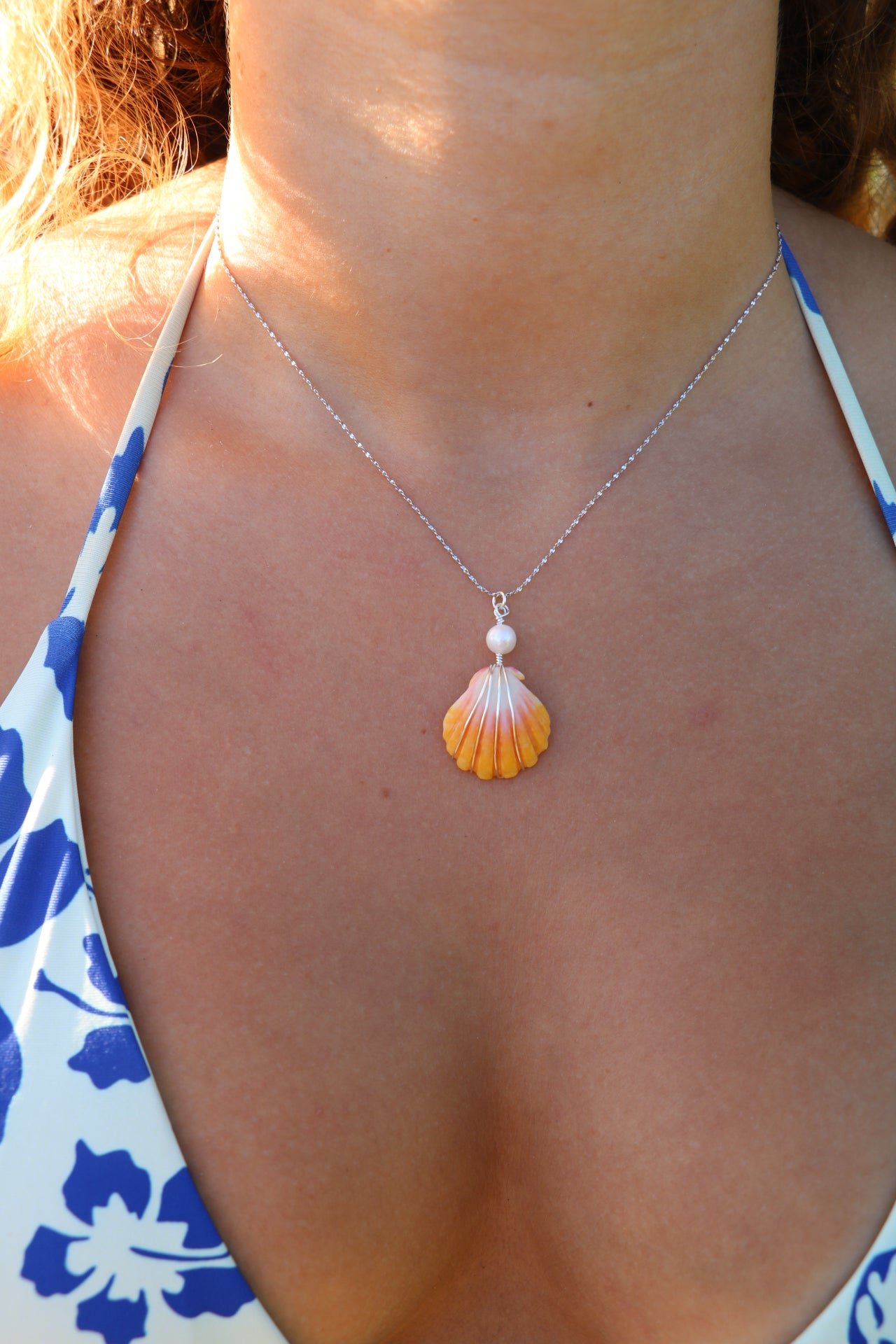 Silver Sunrise Shell Necklace