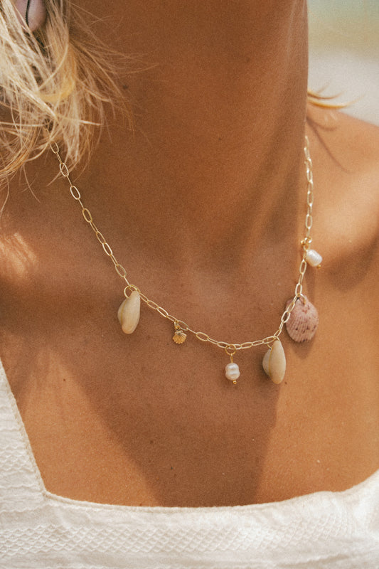 The Anini Gold Calico Shell Charm Necklace