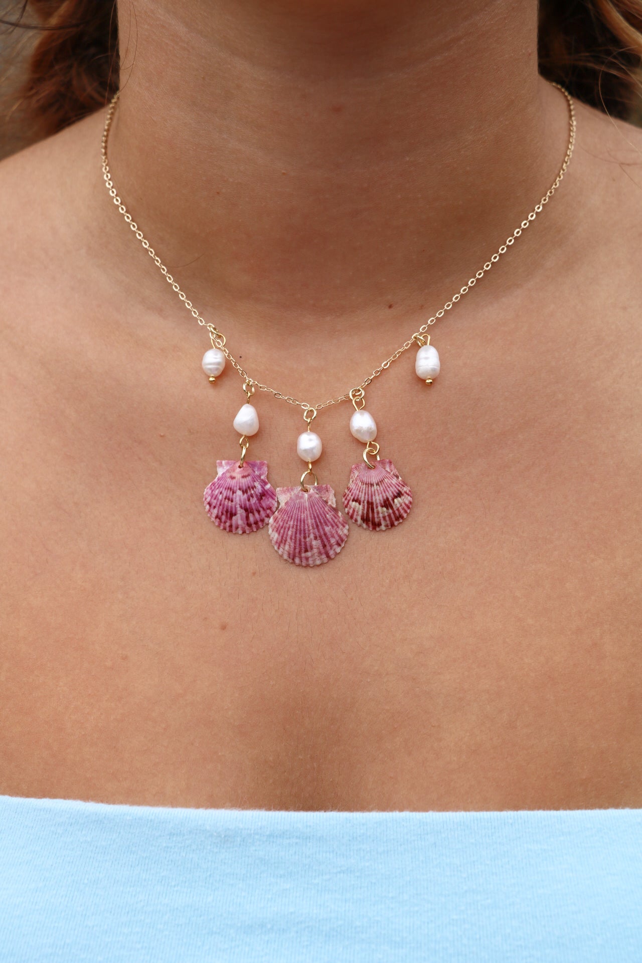The Gold Anahola Calico Shell Droplet Necklace