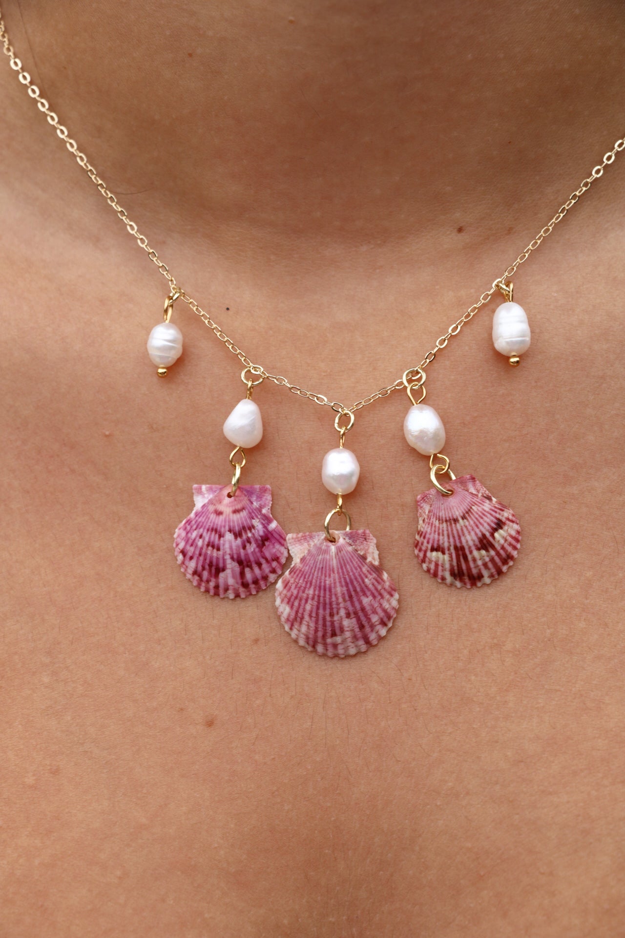 The Gold Anahola Calico Shell Droplet Necklace