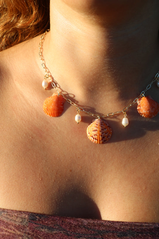 Gold Palm Beach Charm Necklace- Multicolored