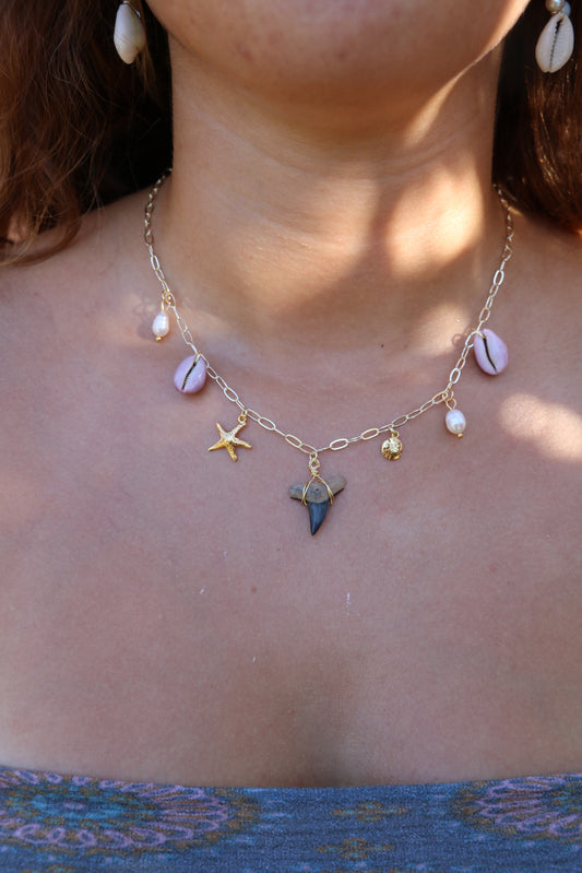 The Mako Gold Shark Tooth Charm Necklace