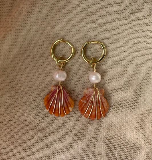 Gold Sunrise Shell Mini Hoops