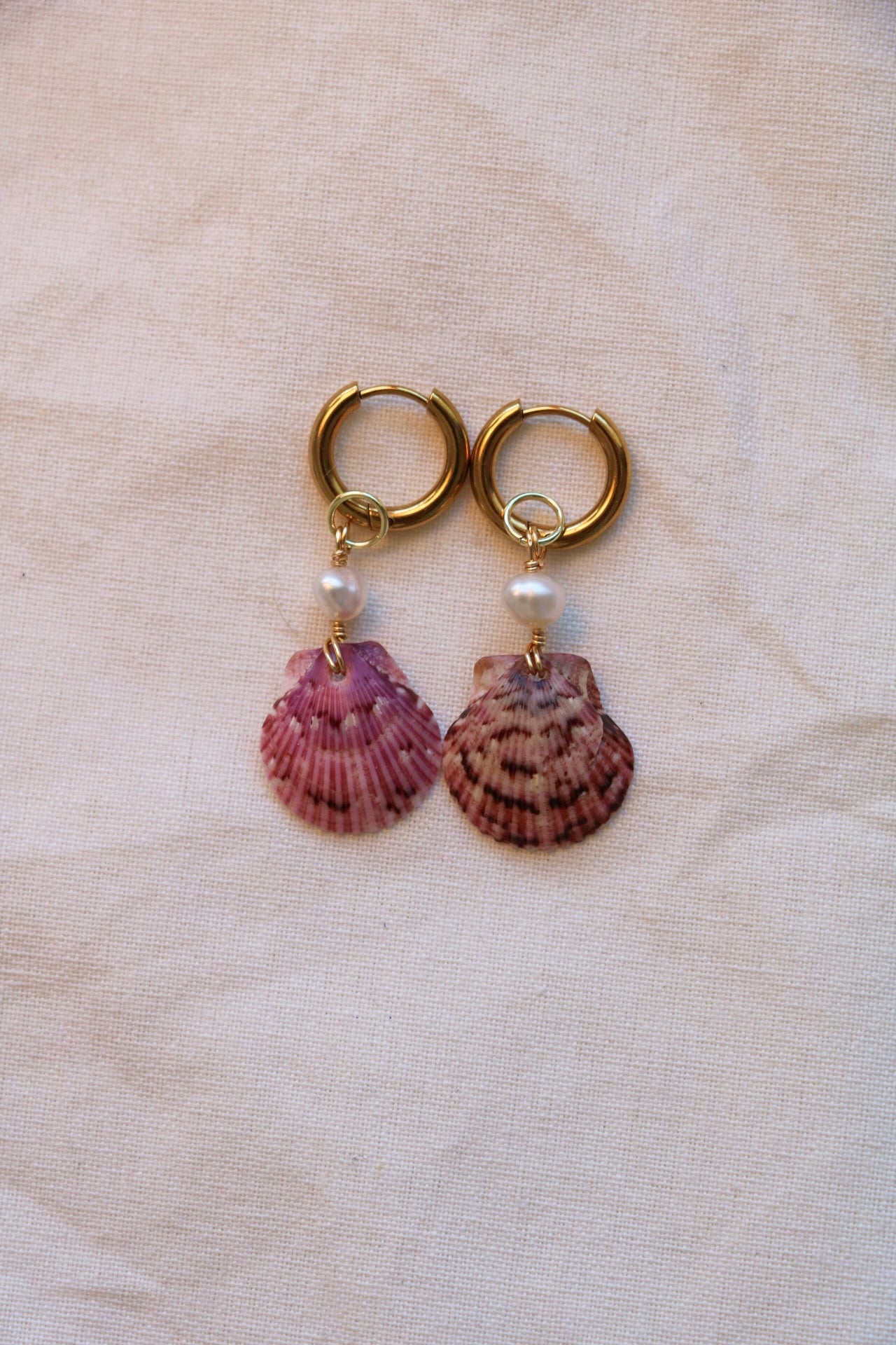 Calico Shell Gold Hoops
