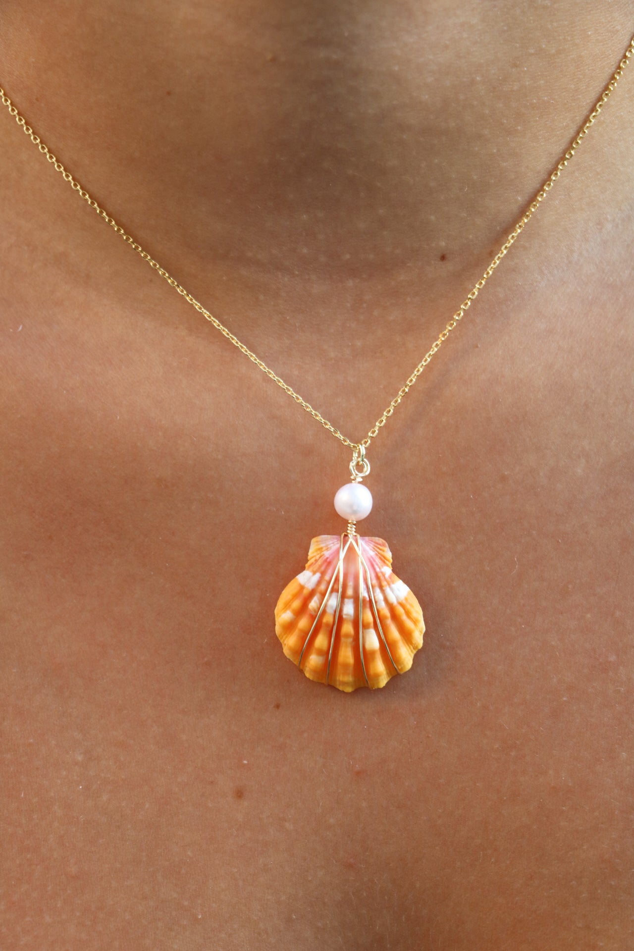 Gold Sunrise Shell Necklace #1