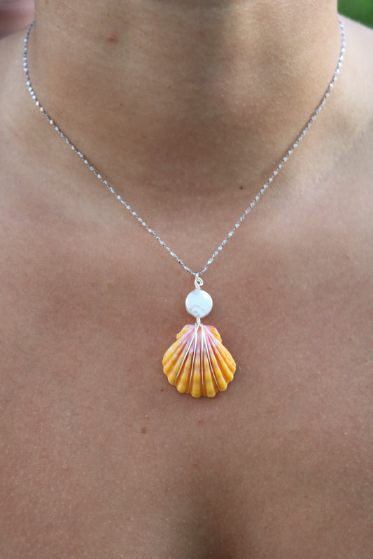 Silver Sunrise Shell Necklace