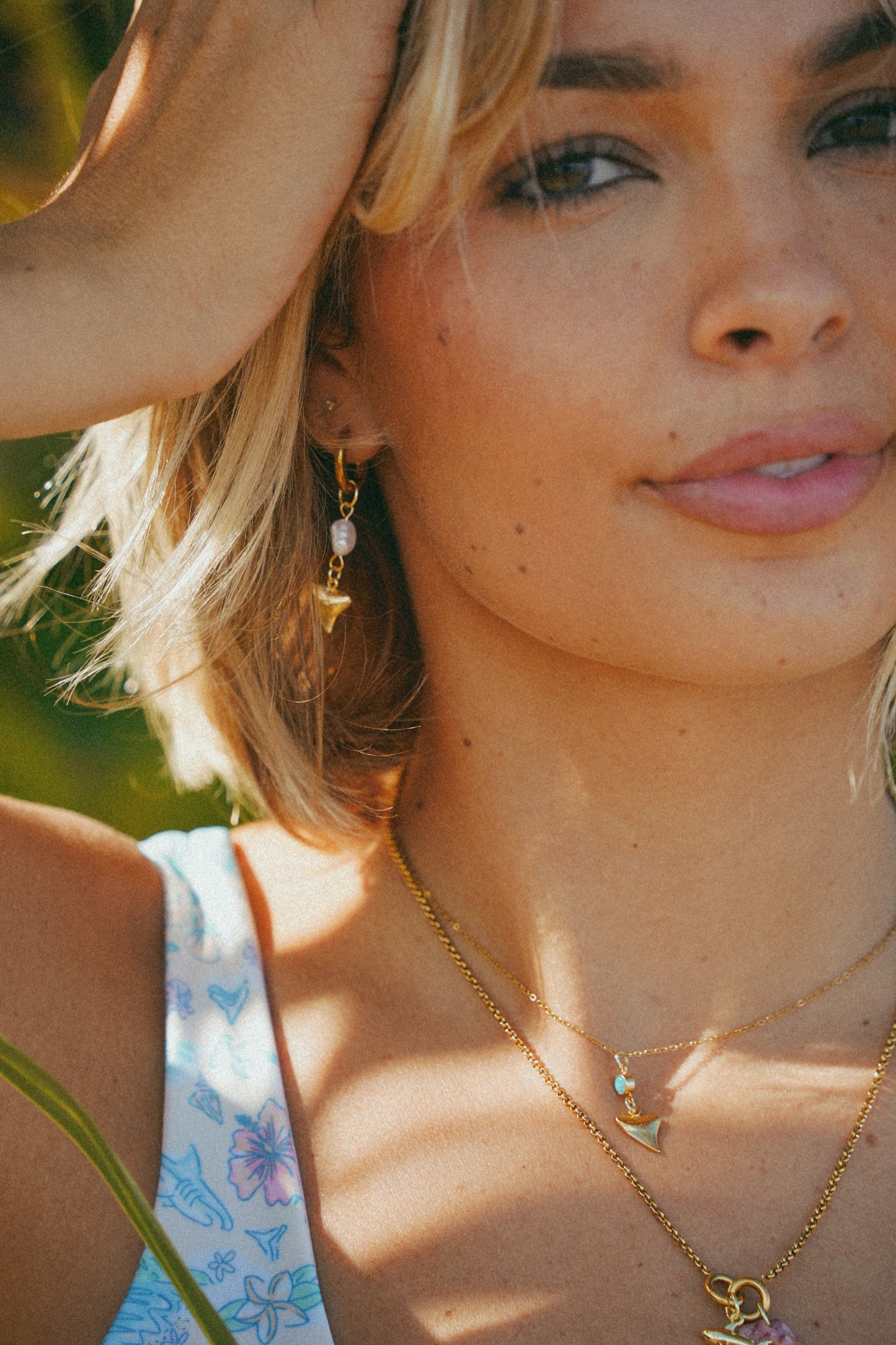 Gold Lemon Shark Pearl Droplet Hoops