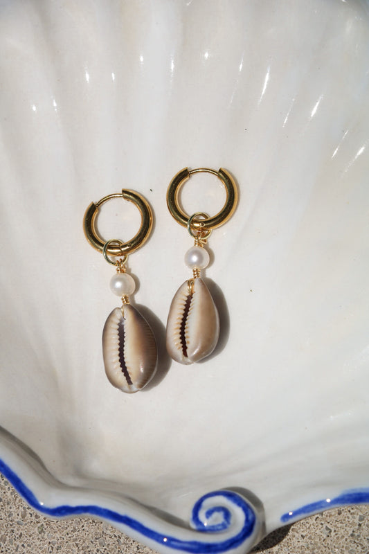 Brown Kaimana Gold Hoops
