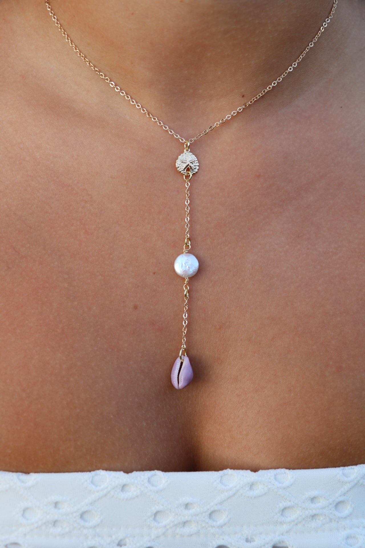 The Laie Sand Dollar Gold Droplet Necklace