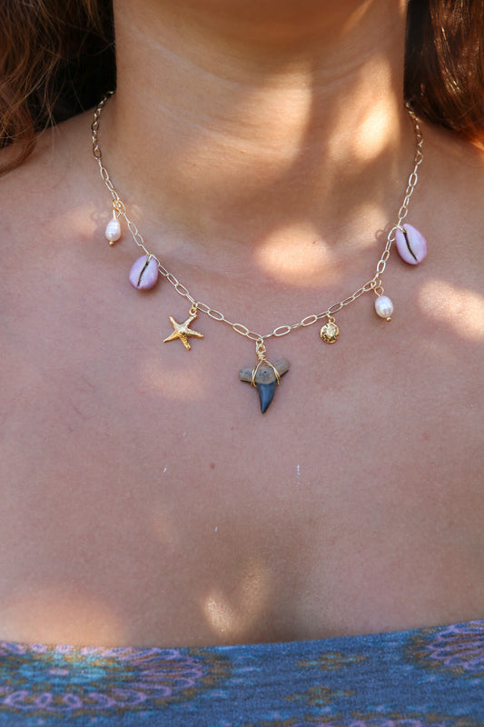 The Mako Gold Shark Tooth Charm Necklace