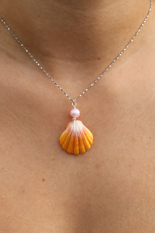 Silver Sunrise Shell Necklace