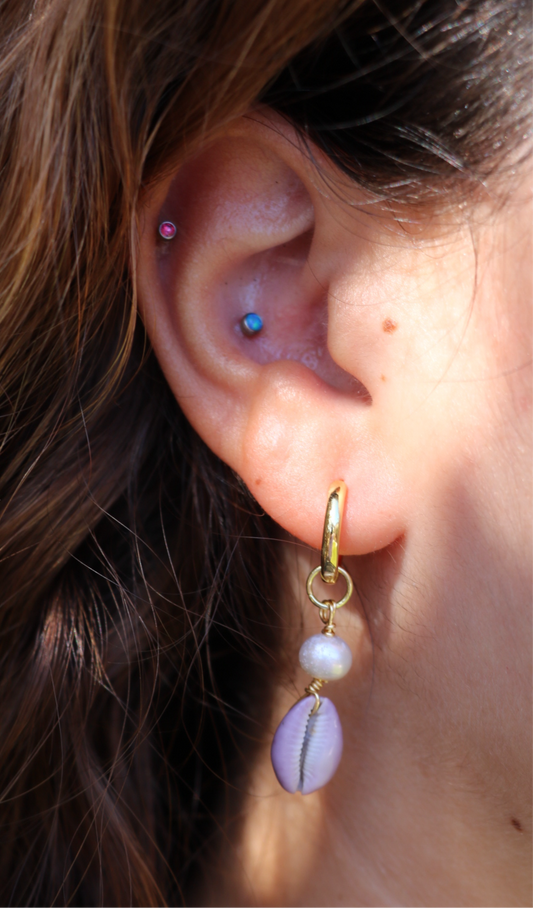 Mini Gold Lavender Kaimana Hoops