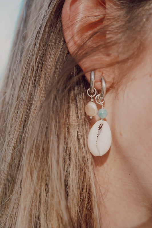 The Wailea Silver Cowrie Shell Hoops
