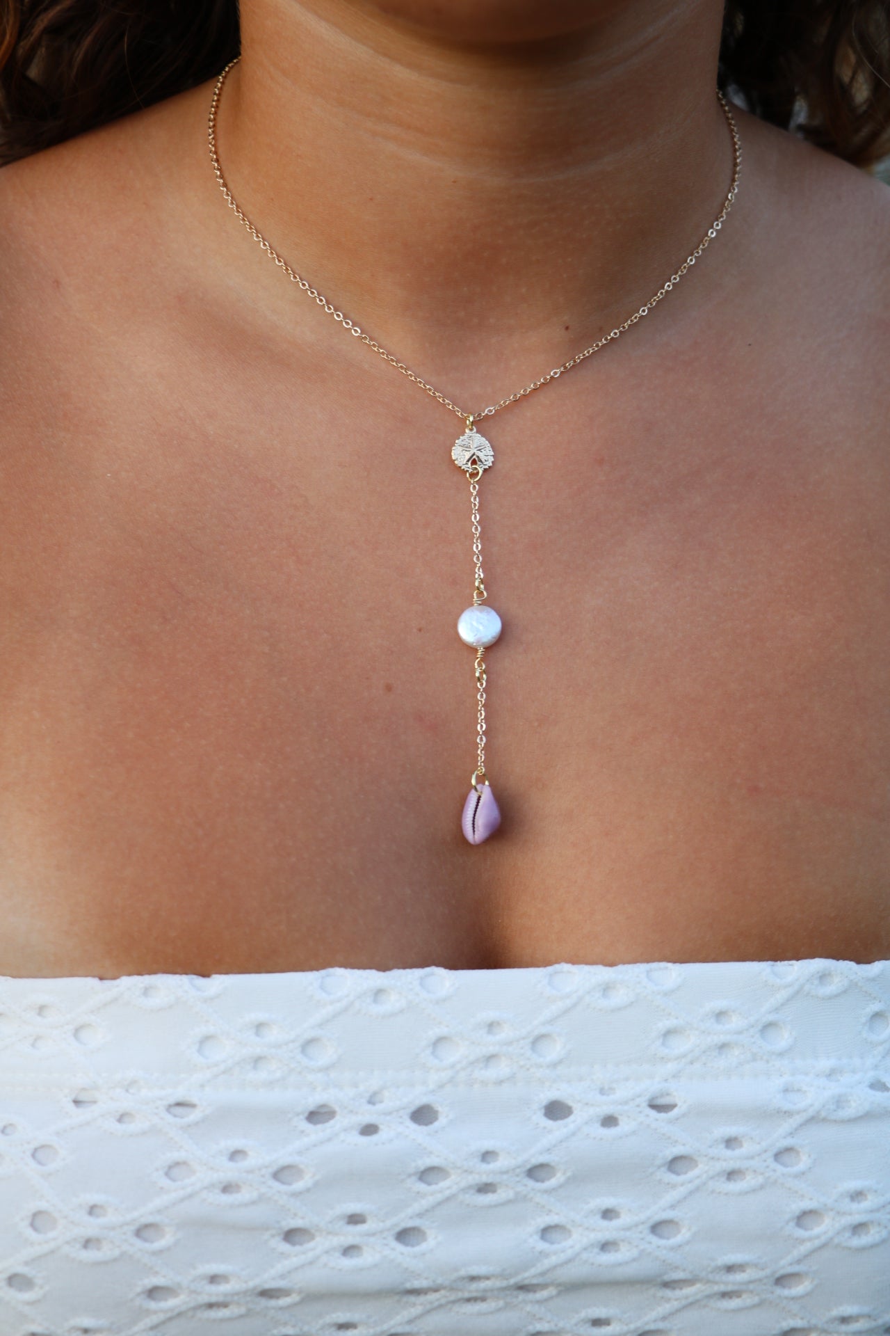 The Laie Sand Dollar Gold Droplet Necklace