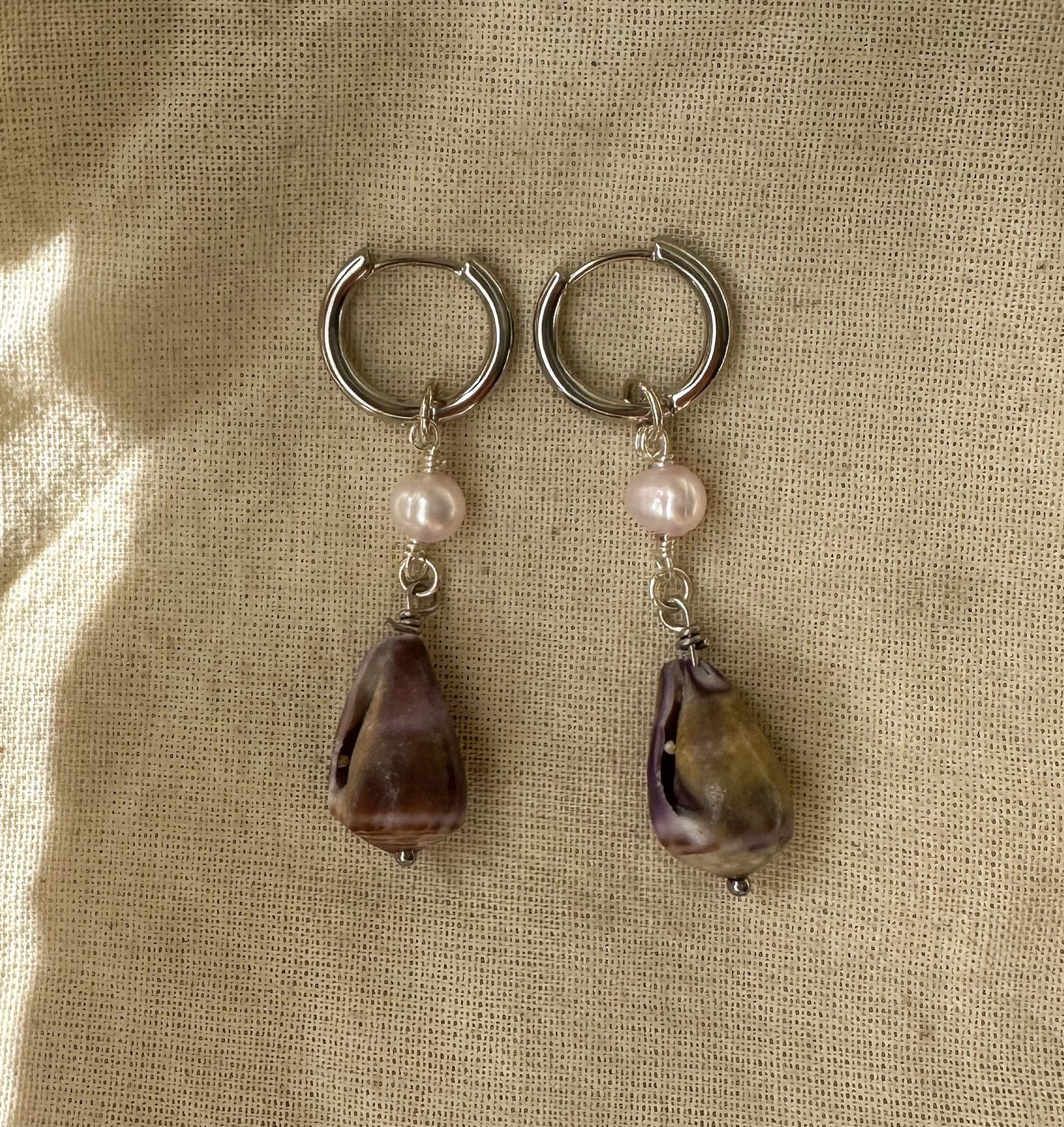 Silver Hawaiian Cone Shell Hoops