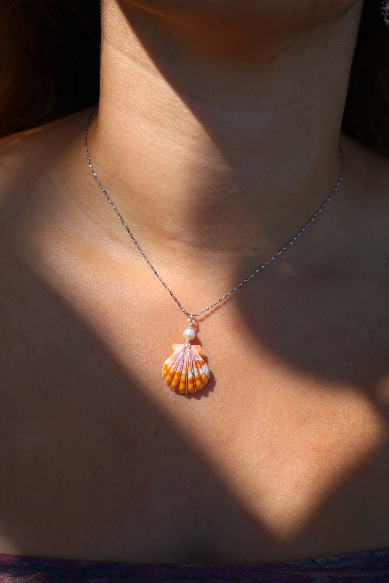 Silver Sunrise Shell Necklace
