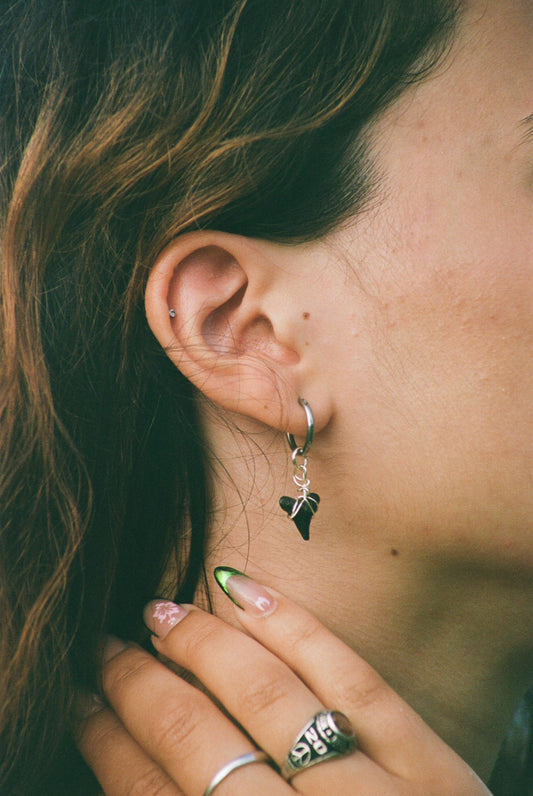 The Poipu Silver Shark Tooth Hoops