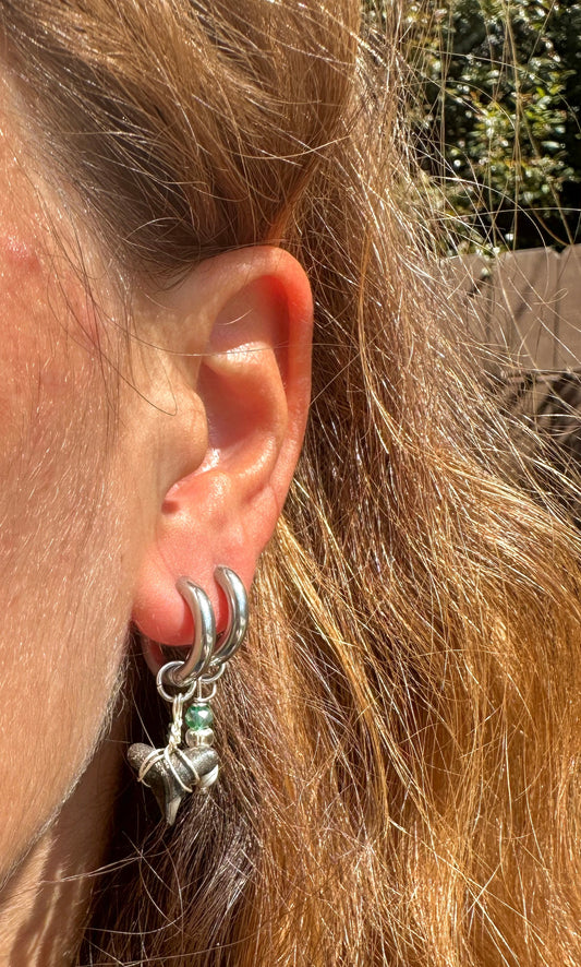 The Poipu Silver Shark Tooth Hoops