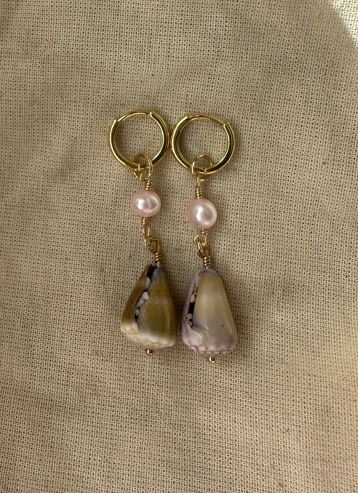 Gold Hawaiian Cone Shell Mini Hoops #1