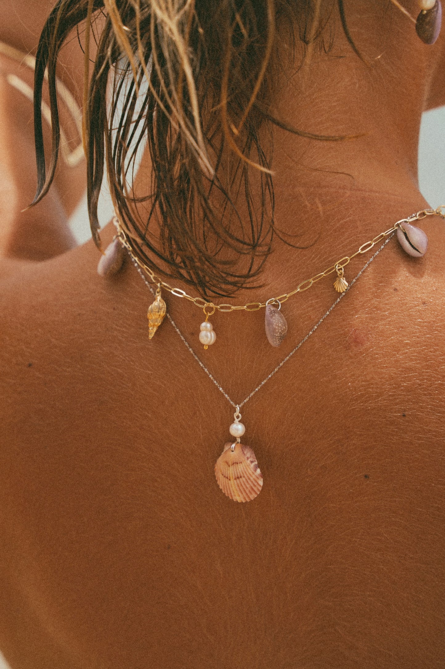 The Kahuku Lavender Cowrie Gold Charm Necklace