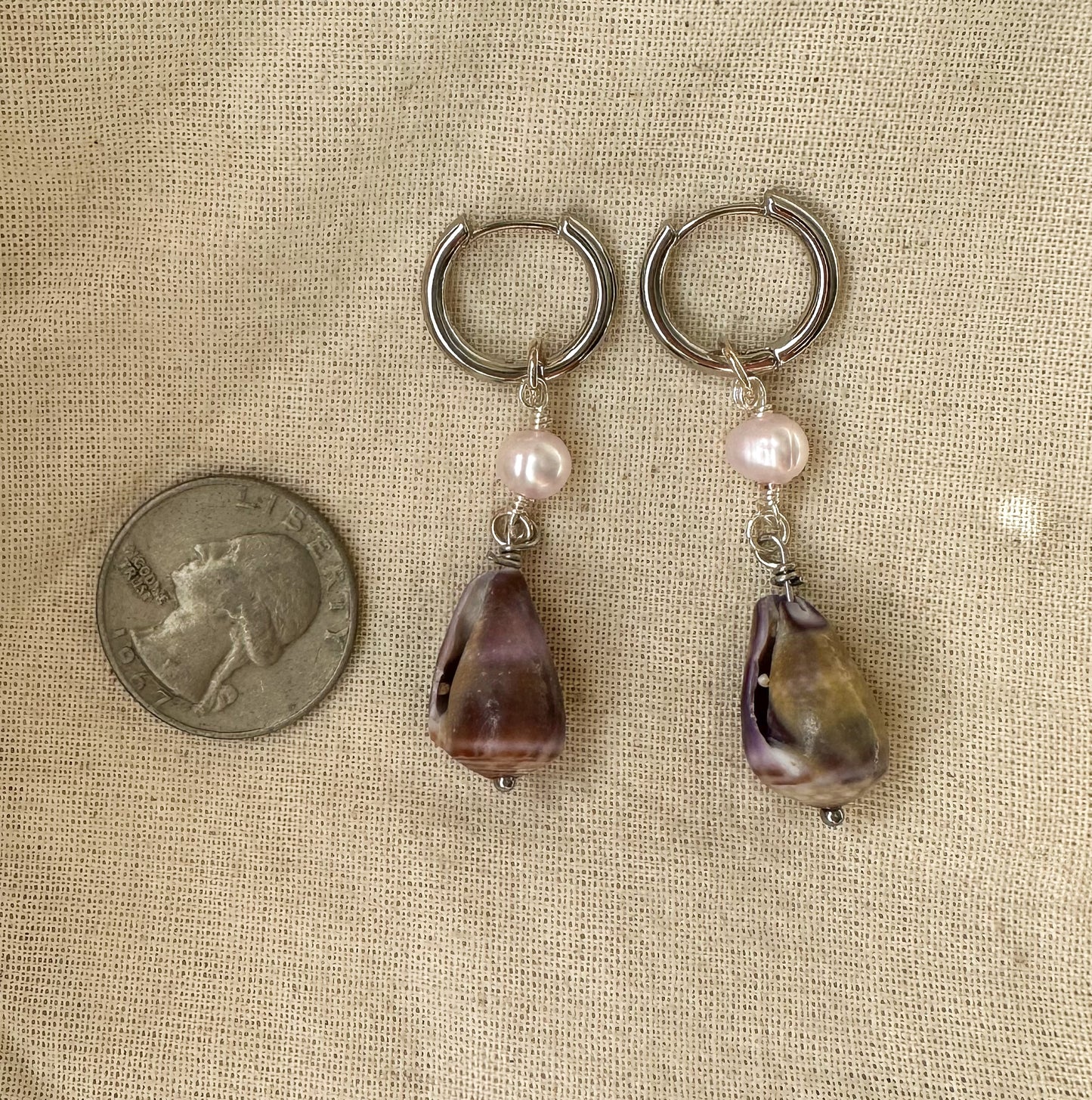 Silver Hawaiian Cone Shell Hoops