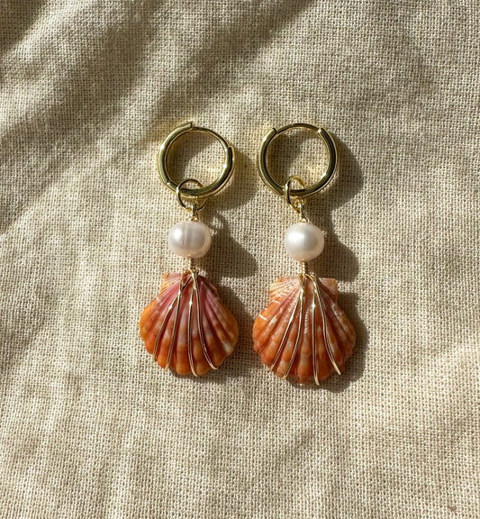 Gold Sunrise Shell Mini Hoops