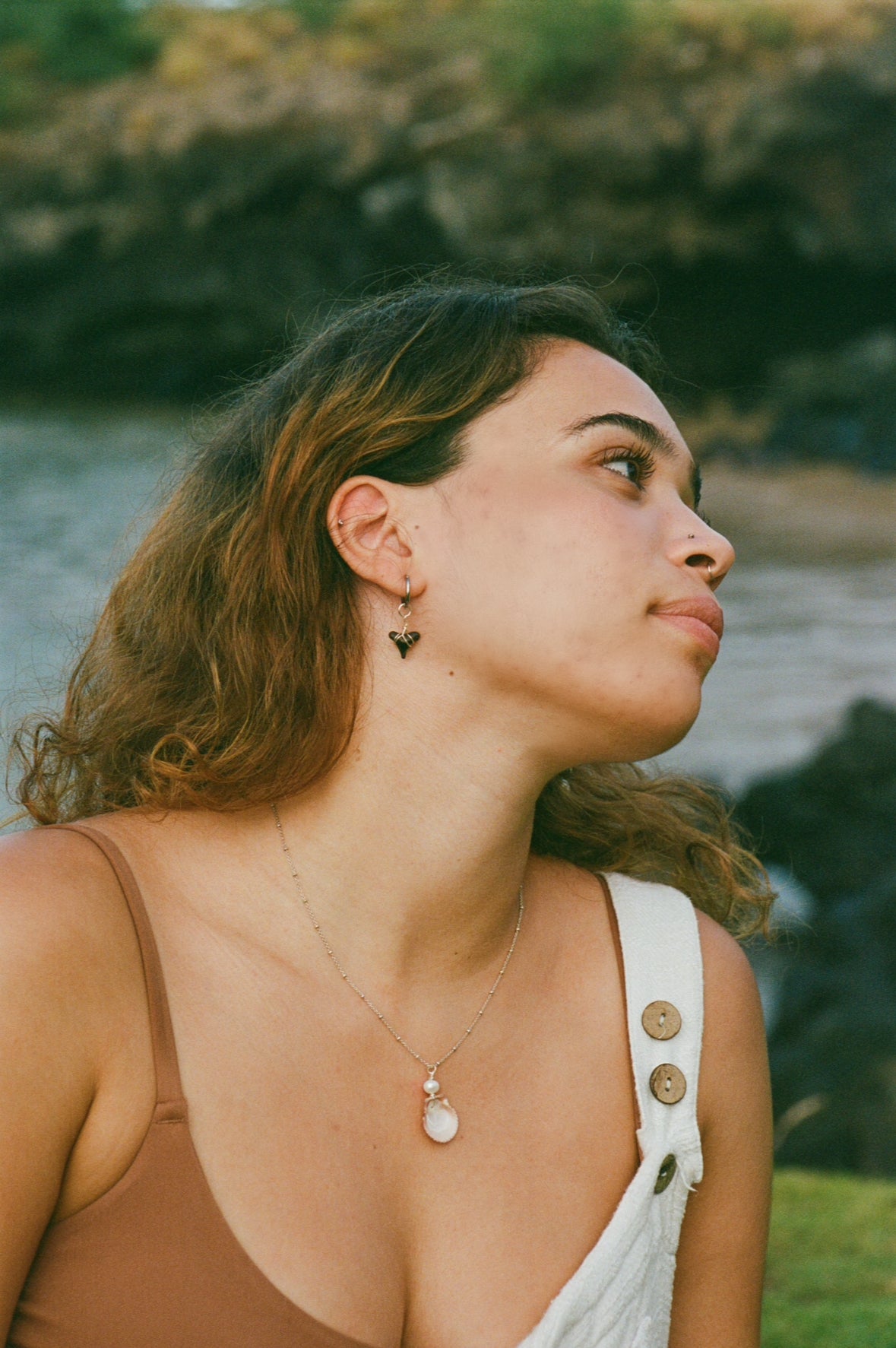 The Poipu Silver Shark Tooth Hoops