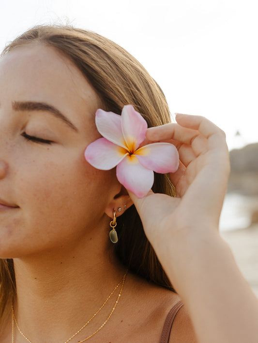 The Lihue Green Sea Glass Hoops