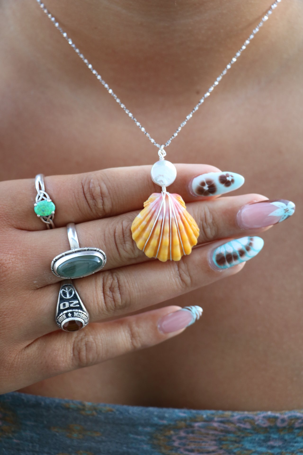 Silver Sunrise Shell Necklace