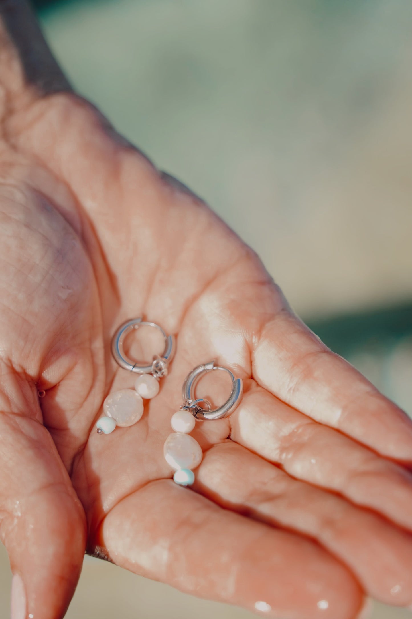 The Silver Koa Flat Fresh Water Pearl Hoops