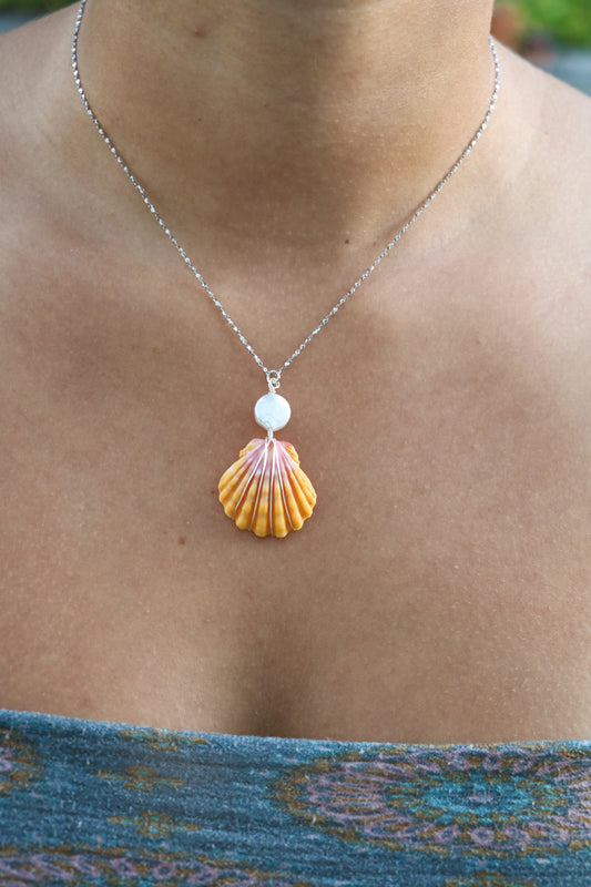 Silver Sunrise Shell Necklace